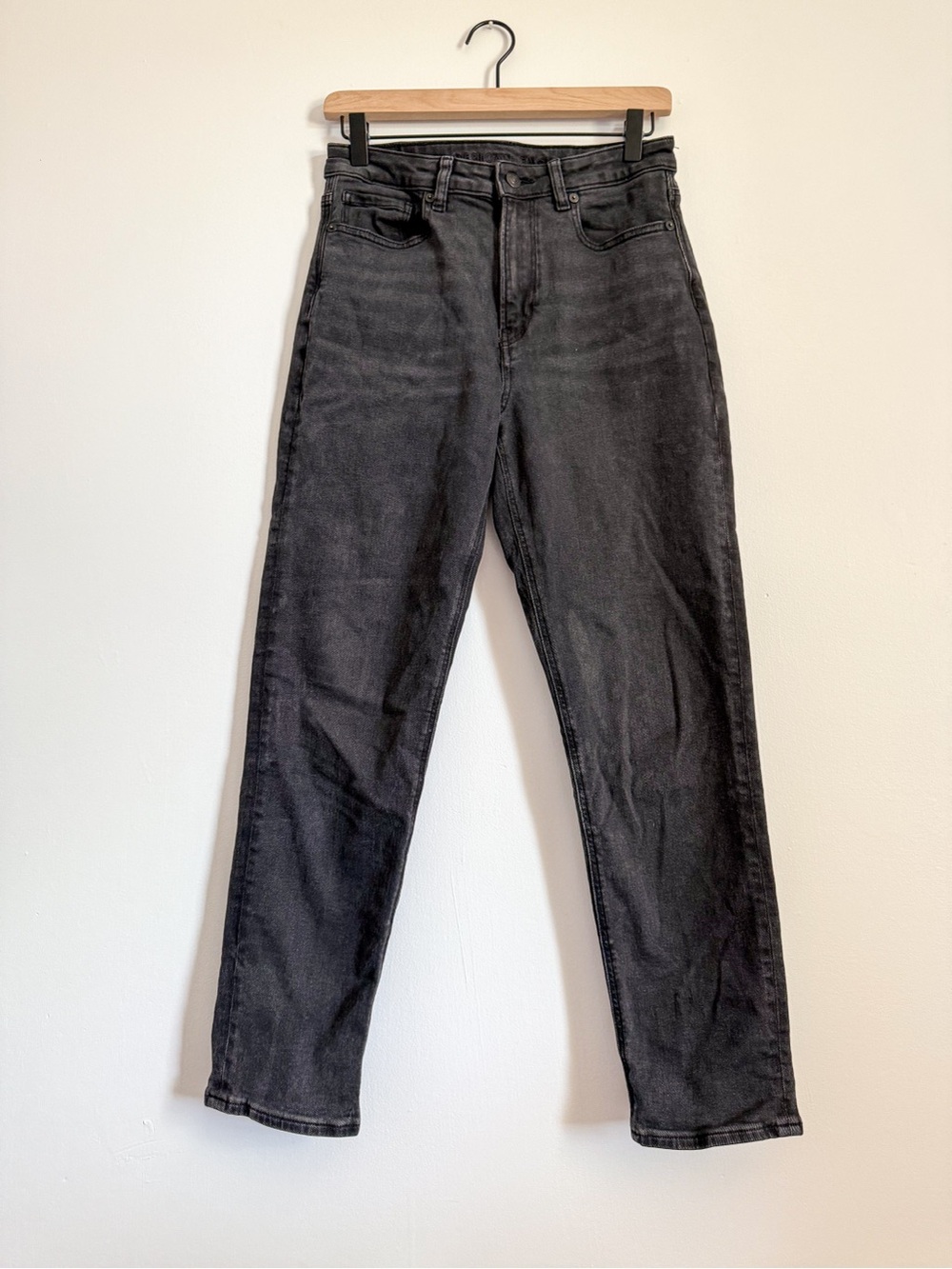 American Eagle Mom Jeans Black High Rise Stretch Denim Size 6 - Picture 2 of 8